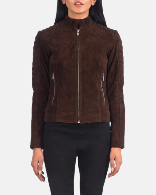 Arid Quilted Mocha Suede Biker Jacket